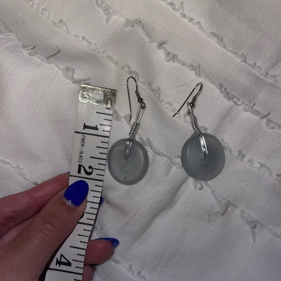 Set of drop earrings- silver and pale blue - Picture 3 of 3